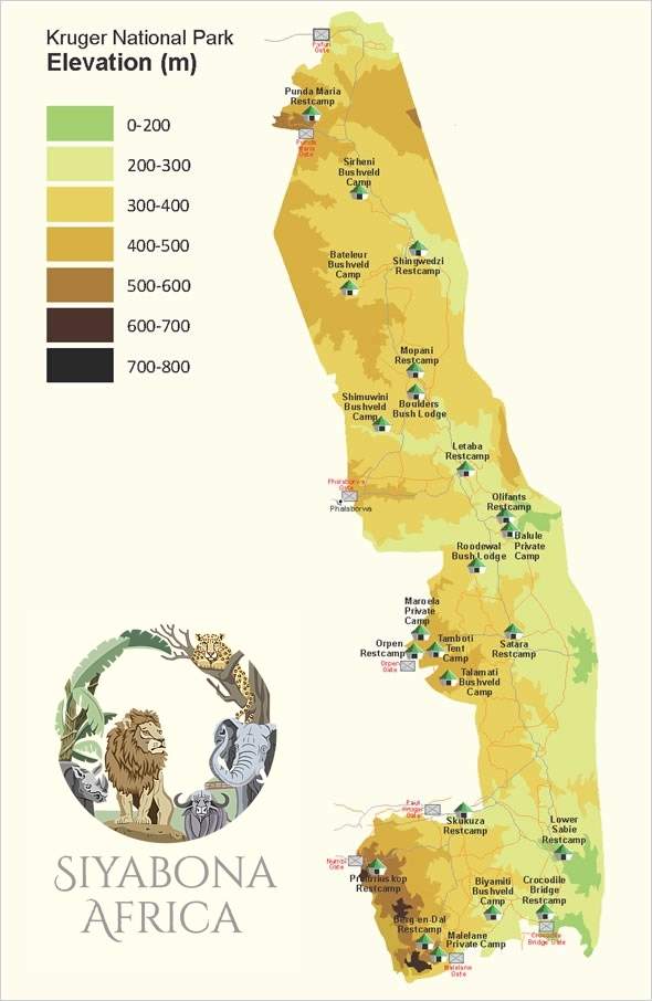 Kruger Park Elevation Map