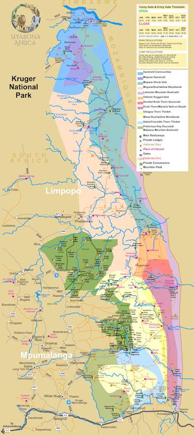 A Kruger Park Downloadable Map - Kruger National Park Map