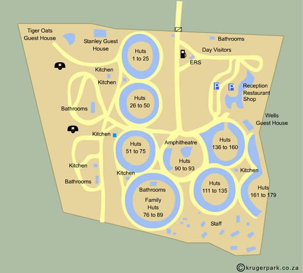 Layout Of Satara Rest Camp Kruger National Park   Satara Layoutmap 590x532 